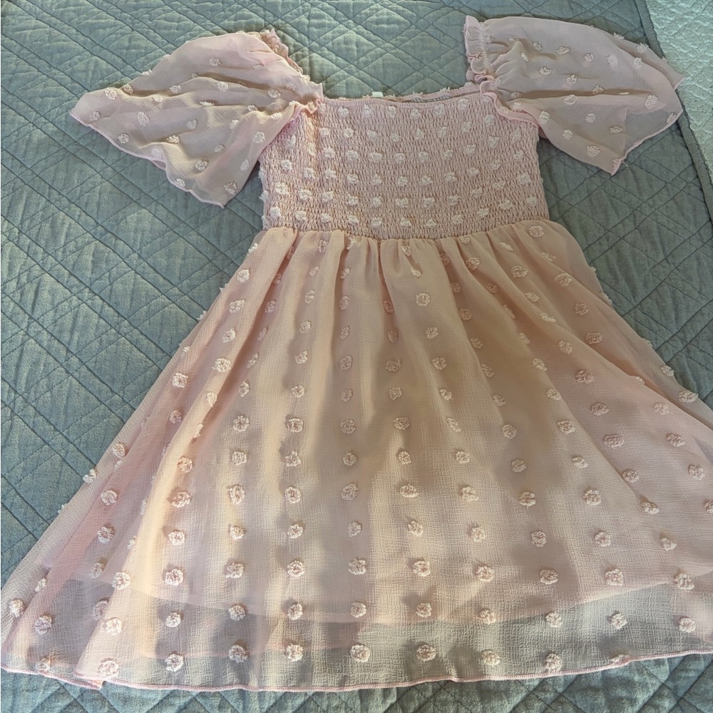 Pink Mini Dress with Puff Sleeves